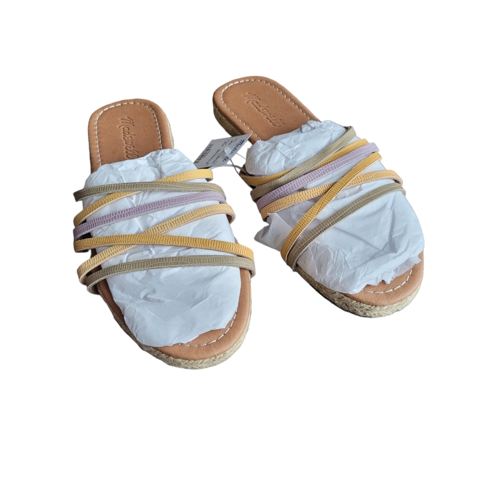MADEWELL The‎ Kathryn Espadrille Slide Sandal in Pale Lilac Multi Size 7.5